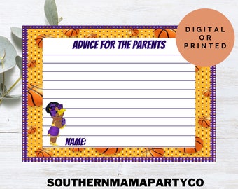 Printable or Printed Baby Shower Advice Card Basketball Theme Advice Card Basketball Theme Baby Shower