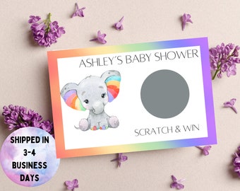 Baby Shower Scratch off Ticket Rainbow Elephant Baby Shower Scratch off Tickets Elephant Scratch off Ticket Rainbow Baby Shower Game