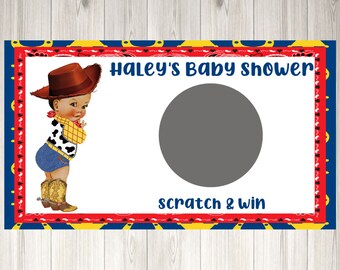 Custom Baby Shower Scratch off Card Custom Scratch Card Personalized Scratch Card African American Cowboy Baby Shower Caucasian Cowboy