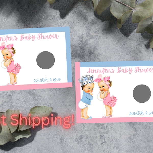 Twin Baby Shower Scratch off Tickets Custom Boy Girl Twin Baby Shower Scratch off Tickets Personalized Scratch off Tickets