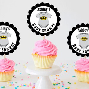 Baby Shower Cupcake Toppers Superhero Baby shower Cupcake Toppers Custom Baby Shower Cupcake Topper