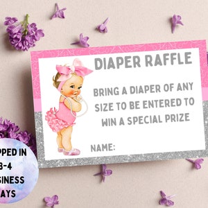 Baby Shower Diaper Raffle Ticket Pink and Gray Diaper Raffle Ticket Baby Shower Raffle Ticket Baby Shower Games Baby Raffle Ticket