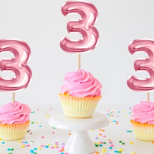 3rd birthday cupcake toppers balloon number cupcake toppers birthday number cupcake toppers