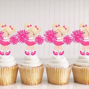 Cheerleader Cupcake Toppers Pink Cheerleading Cupcake Toppers Cheerleading Cake Toppers Custom Cheerleading Cupcake Toppers Cheerleading