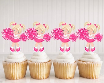 Cheerleader Cupcake Toppers Pink Cheerleading Cupcake Toppers Cheerleading Cake Toppers Custom Cheerleading Cupcake Toppers Cheerleading