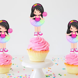 Kids Birthday Cupcake Toppers Girls Birthday Cupcake Toppers Lollipop cupcake Toppers Candy Cupcake Toppers