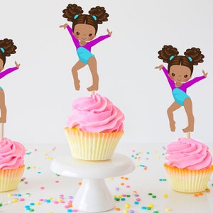 Gymnastics Birthday Party Toppers Gymnastics Cupcake Toppers Gymnast Cake Topper