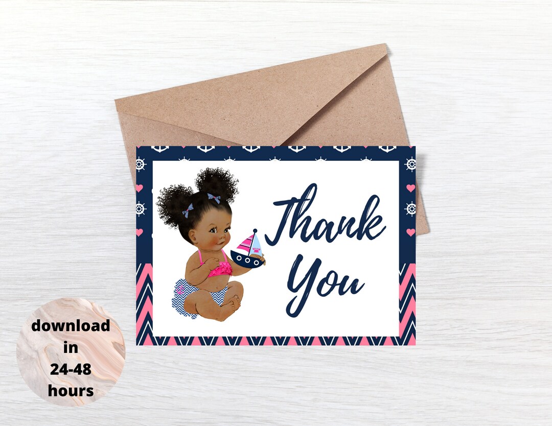 Printable Baby Shower Thank You Card Digital Nautical Baby Shower Thank