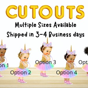 Baby Shower Centerpiece Cutouts African American Caucasian Baby Girl Centerpiece Cutout Baby Shower Centerpiece favors