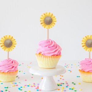 Sunflower Cupcake Toppers Sunflower Cake Topper Sunflower Party Toppers