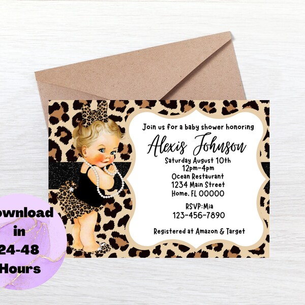 Digital Leopard Print Baby Shower Invitation Etsy
