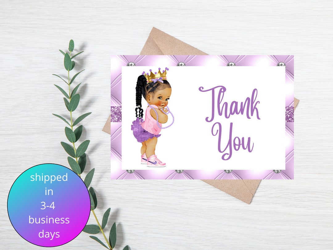 Custom Baby Shower Thank You Card African American Princess Etsy