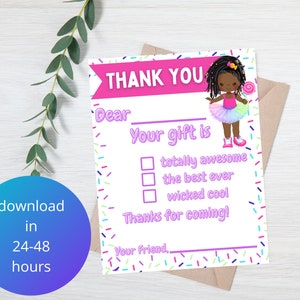 Printable Kids Birthday Thank You Card Digital Kids Birthday Thank you Card Kids Thank you card