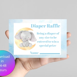Virtual Diaper Raffle Tickets Boho Diaper Raffle Ticket Baby Shower Game Elephant Baby Shower Diaper Raffle Tickets