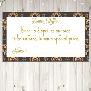Diaper Raffle Ticket Boho Rainbow Diaper Raffle Tickets Custom Diaper Raffle Ticket