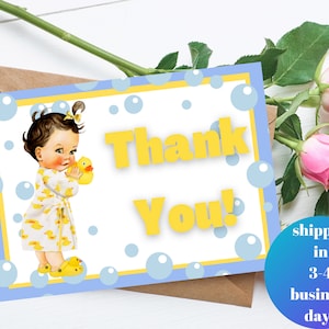 Printed Baby Shower Thank you Card Rubber Ducky Baby Shower Thank you Card Duck Baby Shower Thank you Card