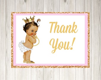 Printed Baby Shower Thank You Cards African American Caucasian