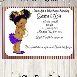 Printable or Printed Baby Shower Invitation African American Caucasian Baby Shower Invitation