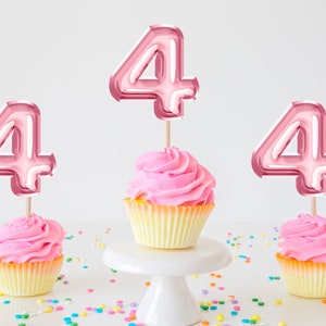 4th Birthday Cupcake Topper Birthday Cupcake Topper Number Cupcake Toppers