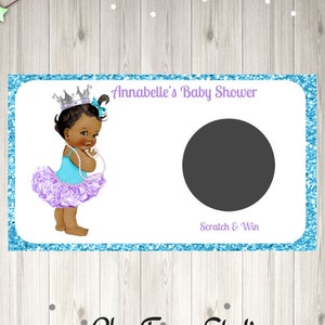Custom Baby Shower Scratch off Tickets African American Princess Caucasian Princess