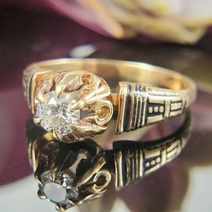 C. 1870 1890'S 6 Prong Victorian Rosy Yellow Gold/Black - Etsy