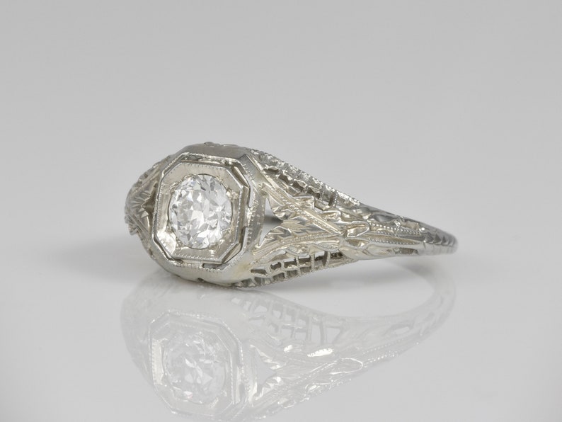 18K Edwardian Engagement Ring Size 5.75 .33 Ctw. European Etsy