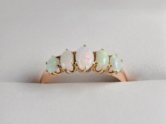 Vintage Opal Ring, c.1940s;  10K Yellow Gold , 5 … - image 6