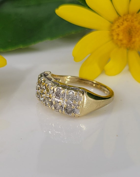 c. 1930s - 1940s 14K Yellow Gold Ten Diamond; Est… - image 4