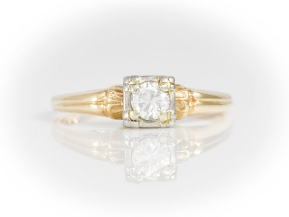 1930s, 1940s Art Deco Engagement Ring; .28 ctw  S… - image 2