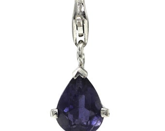 Iolite Pear Shape Gem Set Pendant/Charm, Sterling Silver, #2748iol