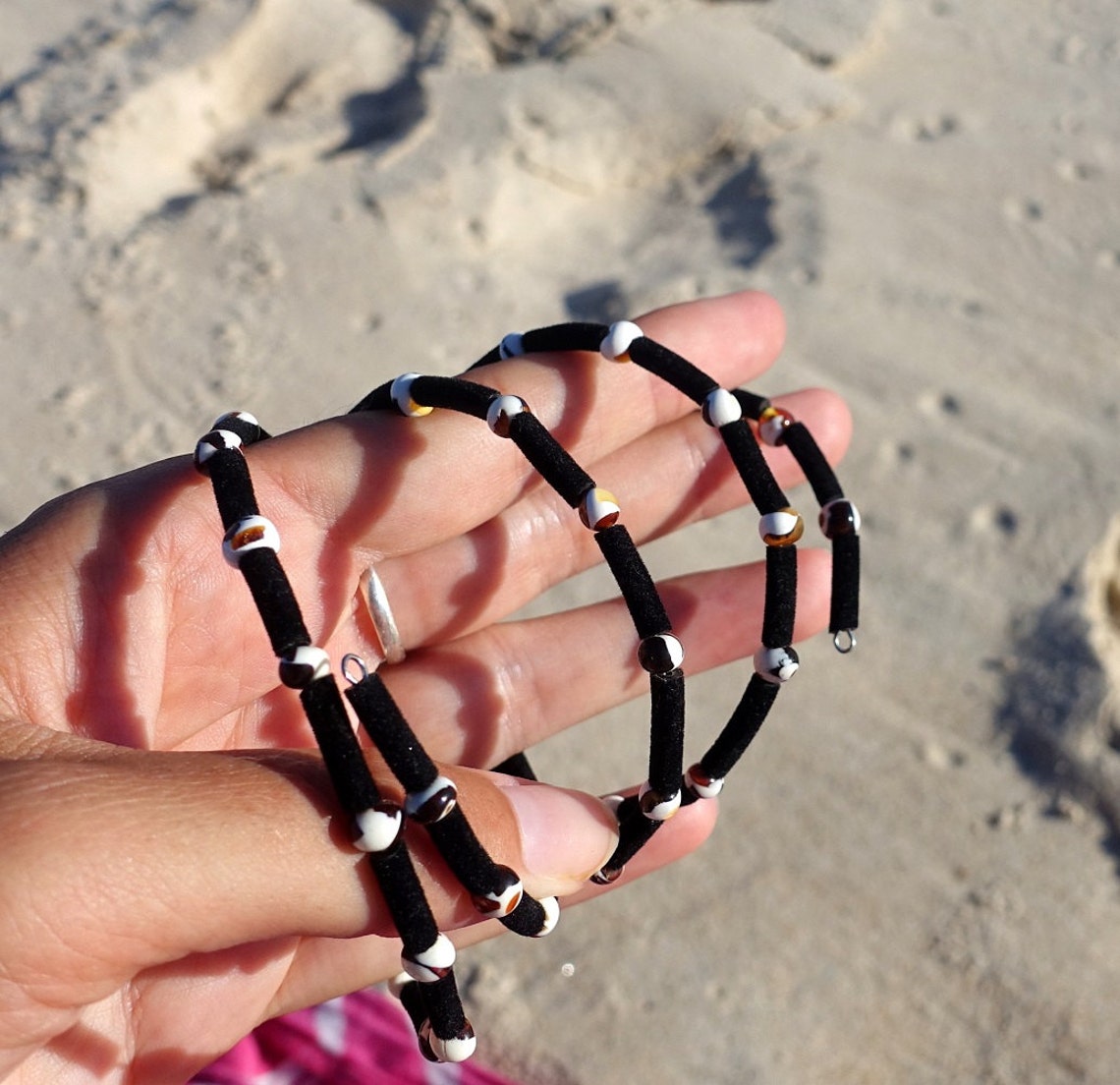 Baltische Bernstein Mosaik Memory Draht verstellbar schwarz | Etsy