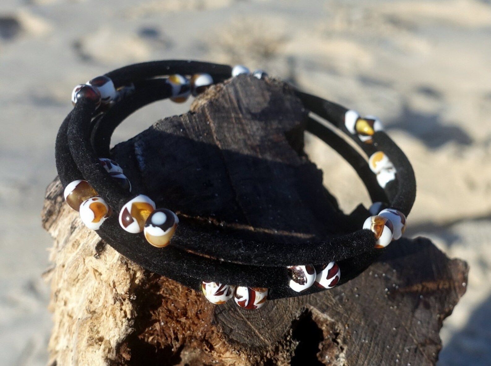 Baltische Bernstein Mosaik Memory Draht verstellbar schwarz | Etsy