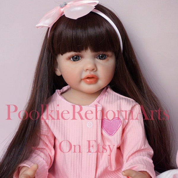 Reborn Kleinkind Mädchen Puppe Hohe Qualität Lebensechte Reborn Baby Mädchen 3D Haut Sichtbare Adern Schöne Reborn Baby Doll Mädchen Tuch Körper Geschenk