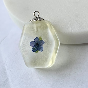 Forget Me Not and Fern Resin Pendant