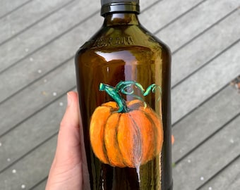 Hand Painted pumpkin Bottle Oil/Vinegar Dispenser
