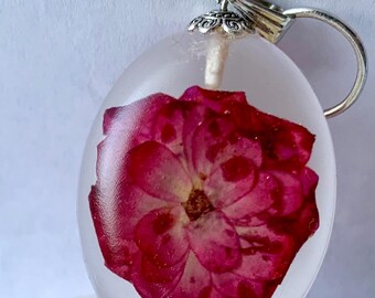 Dried Rose Resin Pendant