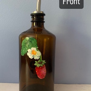 Hand Painted Strawberry Bottle Oil/Vinegar Dispenser