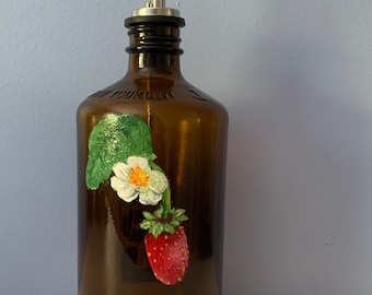 Hand Painted Strawberry Bottle Oil/Vinegar Dispenser