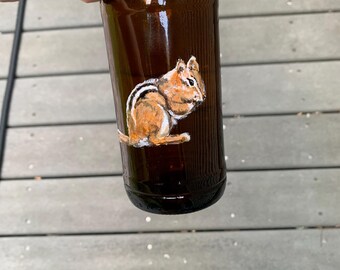 Hand Painted Chipmunk Bottle Oil/Vinegar Dispenser
