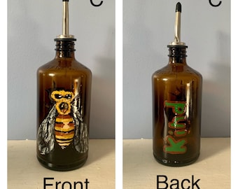 Hand Painted Bee Bottle Oil/Vinegar Dispenser