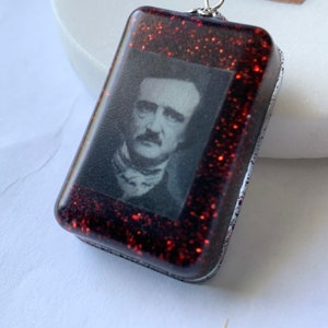 Edgar Allan Poe Glitter Resin Necklace Pendant image 1