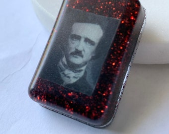 Edgar Allan Poe Glitter Resin Necklace Pendant