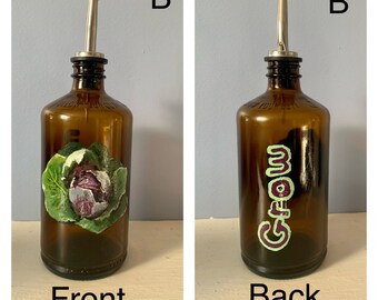 Hand Painted Cabbage Oil/Vinegar Dispenser