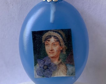 Jane Austen and Forget Me Not Resin Necklace Pendant