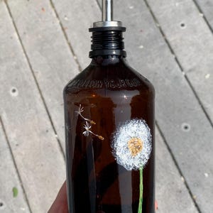 Hand Painted Wishing Dandelion Bottle Oil/Vinegar Dispenser
