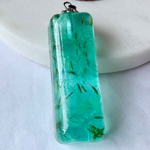 Aqua dandelion seed resin necklace pendant image 2