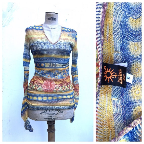 JPG Jean Paul Gaultier Stretch Mesh Stripy Ethnic