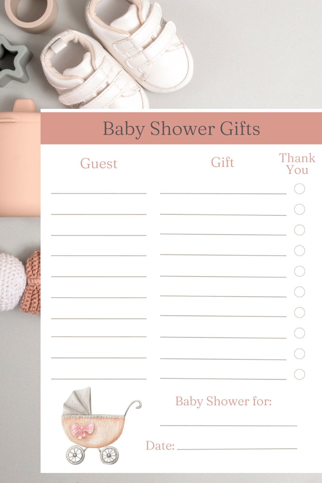 PRINTABLE Baby Shower Gift List, Baby Present Tracker, Instant Download ...