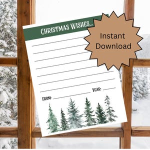 Weihnachtswunsch Geschenke Liste - verschneiter Wald - Instant Download - PRINTABLE