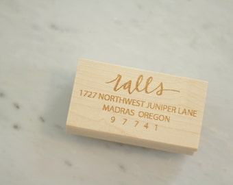 Personalized Last Name Return Address Calligraphy Hand Lettered 1.25x2.5 Stamp Envelope Addressing Wedding Invitations ThankYou Note Wedding